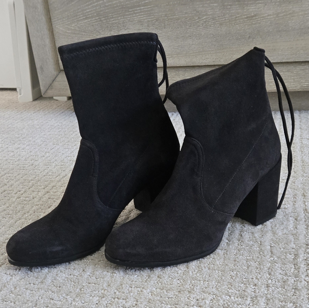 Stuart Weitzman Black Suede Heeled Boots